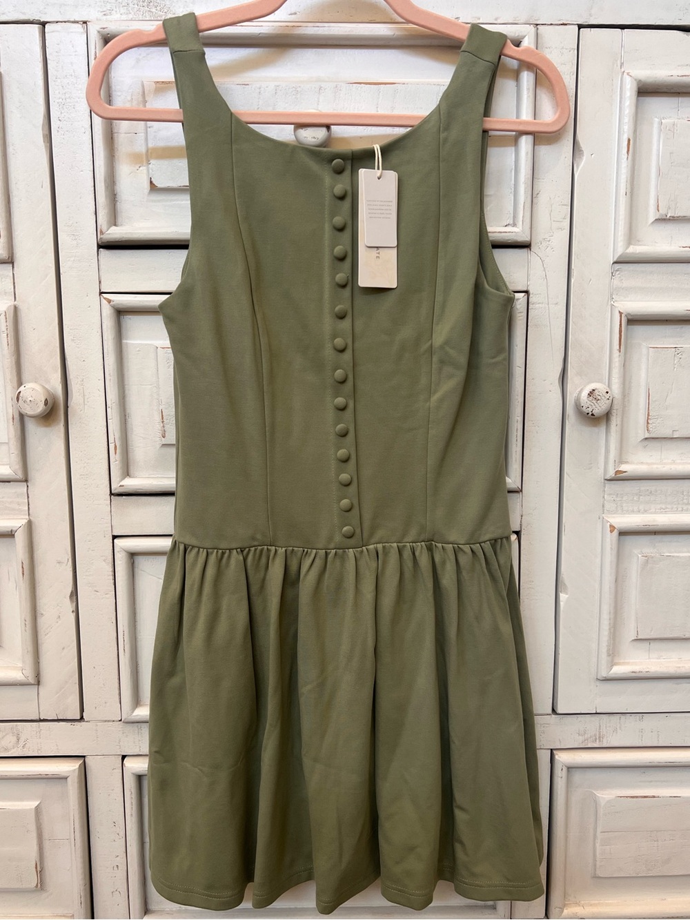 Altar'd State Sage Green Button Front Summer Mini Dress S